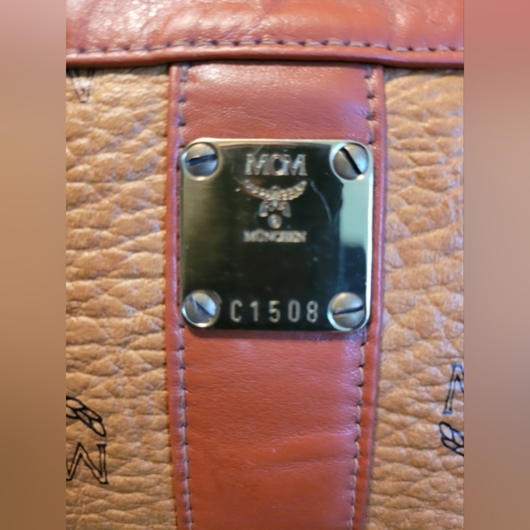 MCM Cognac and Chestnut Monogram Satchel - Picture 11 of 12